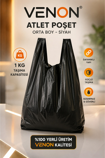 VENON 1 kg Medium Black Athlete Bag ❤️   Durable Grocery, Vegetable, and Rest...