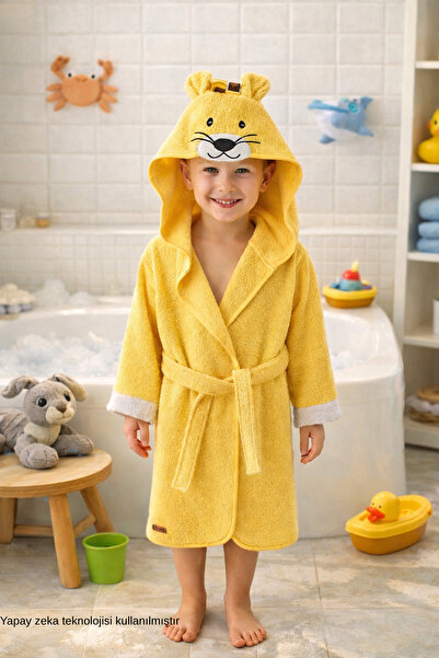 ELY PARKER Hooded Children's Bathrobe 100% Cotton Water Absorbent Girl Boy Ba...