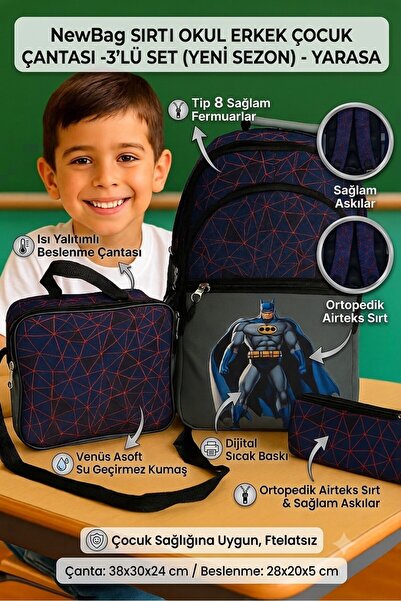 NewBag YARASA ERKEK ÇOCUK Sırt Ilkokul Çantası-3'lü Set