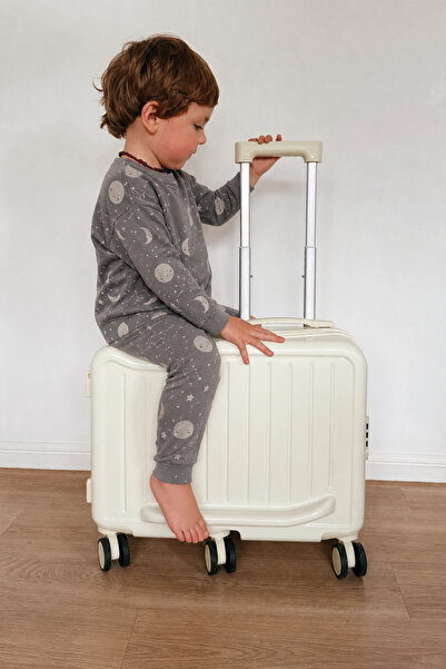 Cigit Patterned Pajama Set 1-6 Years Gray
