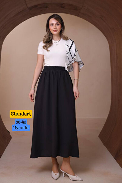 Balenbi Women's Basic Elastic Waist Skirt Modal Woven 1204