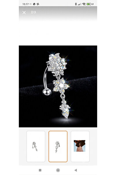 AyçaSilver Sallantılı çelik zirkon taşlı papatya piercing