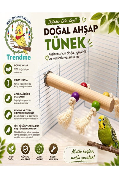 UniqBirdToys Trendme Natural Chewing Beaded Bird Perch (Talk, Fich Etc.)