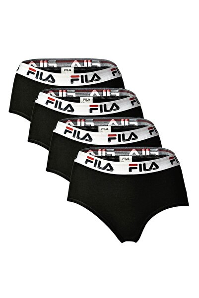 FILA Damen Hipster - 4er Pack Slip, Logo-Bund, Cotton Stretch, einfarbig