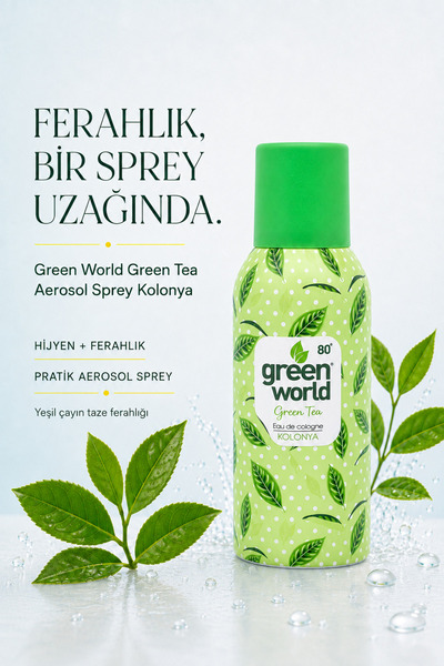 Green World Yeşil Çay Aerosol Sprey Kolonya 150 ml - Green Tea