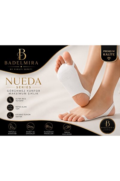 VENTURA STORE Nueda Serisi GÖRÜNMEZ Beyaz Rengi Çorap-Silikon destekli kaydır...