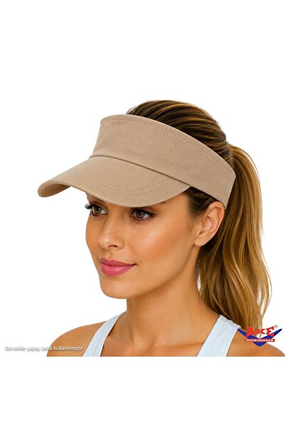 AXE SPORTSWEAR Bronze Adjustable Velcro Back Visor Hat Uv Sun Protection Dail...
