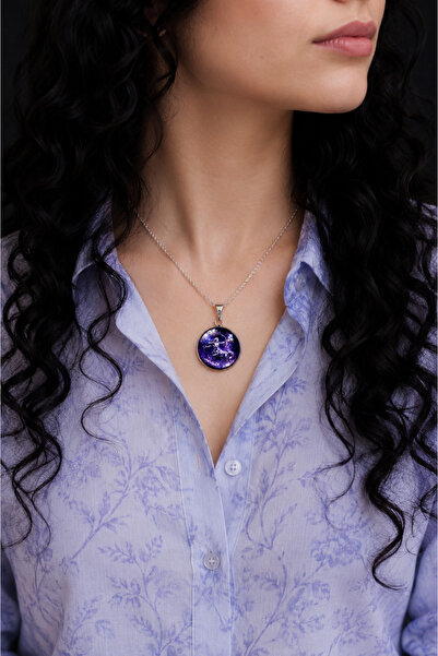 Oxolux, Lavinia Colier din seria Zodiac, in cutie cadou, design cosmic mov, b...