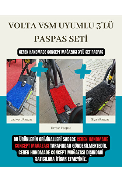Volta Vsm Uyumlu 3'lü Set Paspas, Vsm Koruyucu Paspas, Elektrikli Bisiklet Ak...