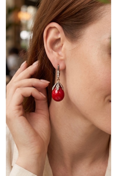 FAYRA ACCESSORIES Zirkon Taşlı Mayorka İnci Küpe