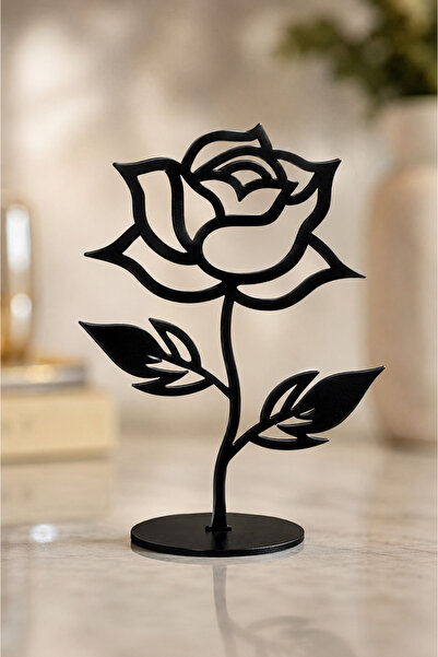 VENON GÜL DALI SİYAH ✨ 14 Cm Boy ✨ 7 Cm Çap ✨ Cm Doğanın Zarafeti BİBLO Metal...