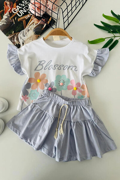 Minigimin Cicileri My Little One's Blossom Floral Printed Skirted Girl's Set ...