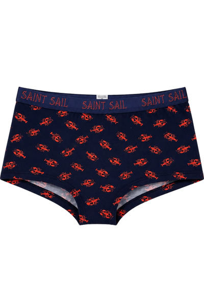 Saint Sail Lobster Patterned Navy Blue Women's Boyshort Panties