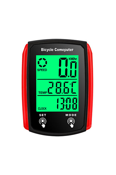 Choice Red Bicycle Computer LCD Digital Wired Cycling Computer Speedometer Bi...