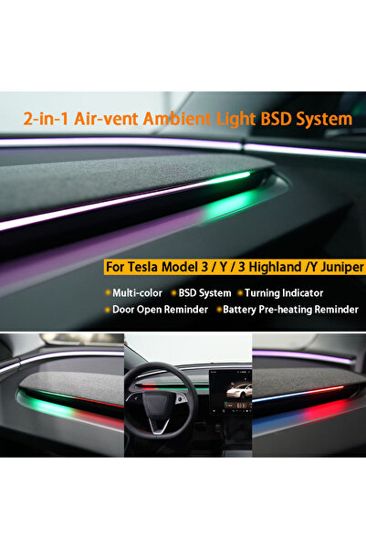 Choice1 For Model 3 Highland Smart Air Vent Ambient Light System Blind Spot M...