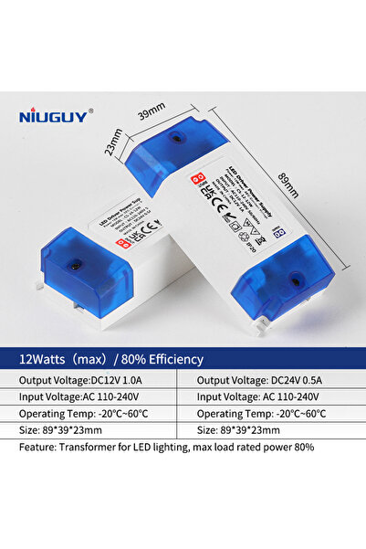Choice DC 12V 12W LED Lighting Transformer 100W 80W 60W 36W 24W 12W Drive Pow...