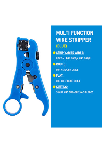 Choice3 Blue Network Stripper Tool Coaxial Cable Wire Cutter Striper Tool wit...