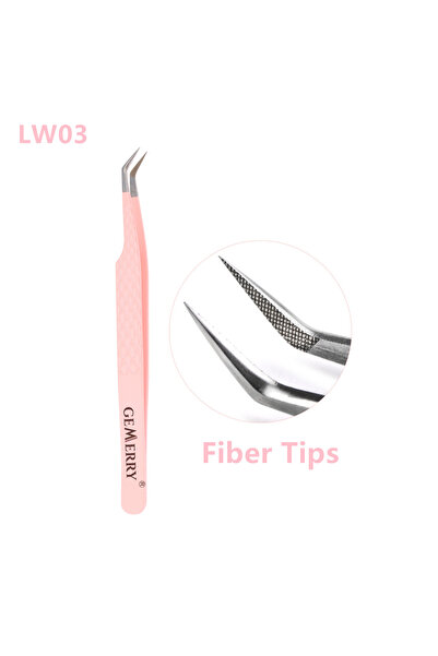 Choice1 LW03 GEMERRY 1 PC Eyelash Tweezers With Fiber Tips Pink Professional ...