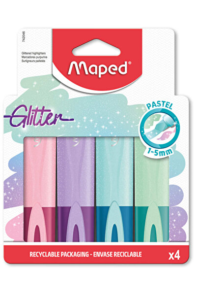 Maped Fosforlu Kalem Glitter Pastel Kesik Uçlu 1-5Mm 4 Renk 3154147420461