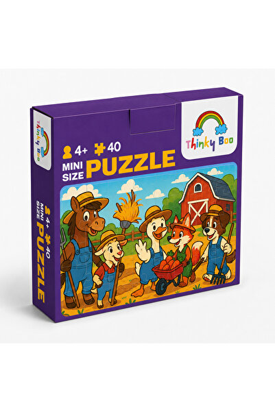 Thinky Boo Çiftçi Hayvanlar Mini Puzzle 40 Parça 3-7 Yaş Eğitici Çocuk Puzzle...