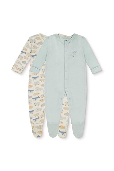 MOTHERCARE Erkek Bebek Tulum Hayvan Baskılı Çıtçıtlı Bisiklet Yaka Long Sleev...