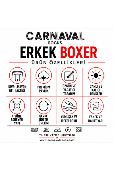 CARNAVAL SOCKS Siyah Pizza Dilimi Desenli Premium Pamuklu Erkek Boxer