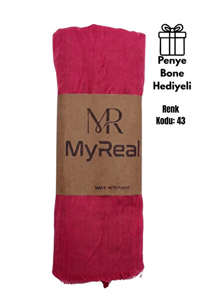 MyReal شال بامبو كراش باللون الوردي السكري - نسيج طبيعي لا يحتاج للكي (90x200...