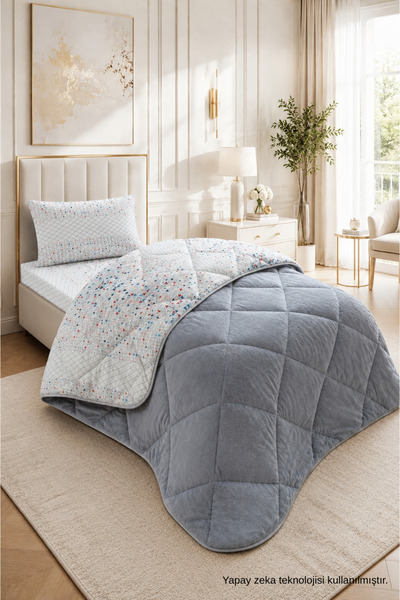 ELY PARKER Colorful Patterned Single Duvet with Plush Double-Sided Pillowcase...