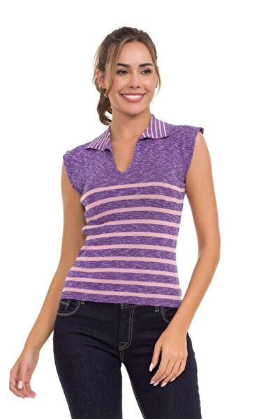 Cipo & Baxx Wt353 polo neck striped knitwear women's t-shirt