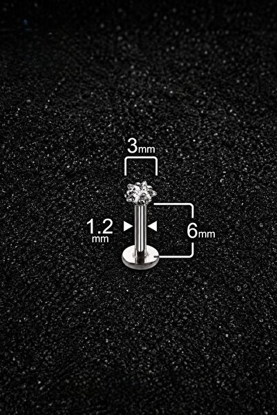 ömay takı Zirkon Yıldız Opak 316l Cerrahi Çelik Labret Piercing