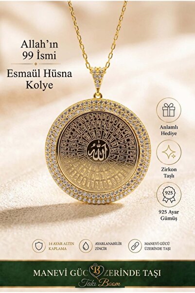Takı Boom Dualı Kolye, Esmaül Hüsna Kolye, Allah`ın 99 Ismi Kolye, 925 Ayar G...