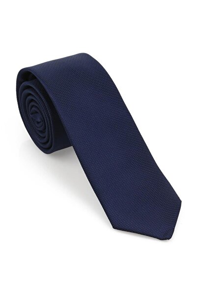 Brianze Lacivert Oxford Model Mendilli Slim Kravat-Brianze MKAS-5