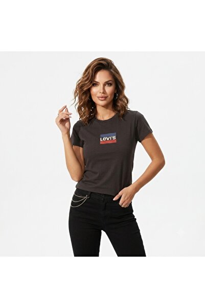 Levi's Cotton Crew Neck Printed Black Women's T-Shirt