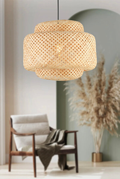 Apliqa Trudy 40x40 Tekli Rattan Modern Tasarım Oturma Odası Avize