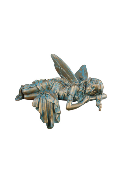 Choice Dark Khaki 1pc Copper Sleeping Position Flower Fairy Resin Statue, Spr...