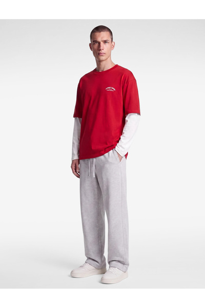 Koton Comfortable Fit Cotton Crew Neck Layered Long Sleeve Printed T-Shirt