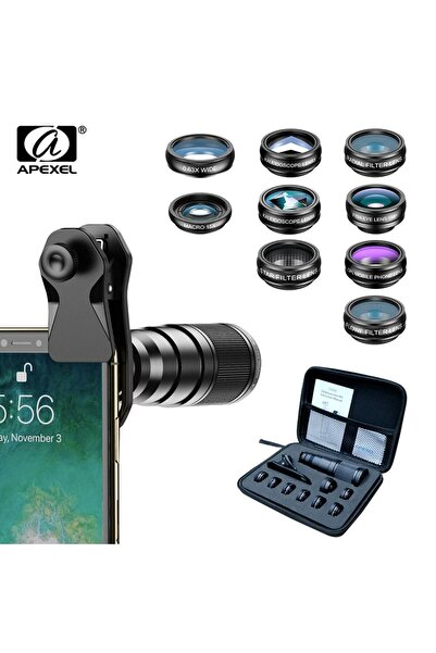 Choice black APEXEL New Updated 22X Telephoto Zoom Lens 10 in 1 Fisheye Lens ...