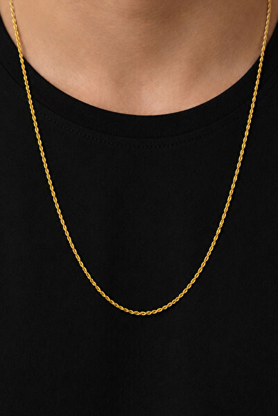 Bayar Gold 14 Ayar Altın Erkek Halat Burgu Zincir Kolye 1,8 mm