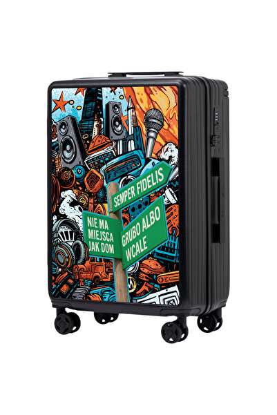 WINGS BRAND Valiză Medium Wings ABS+ 24 " Personalizată Pih NEGRU
