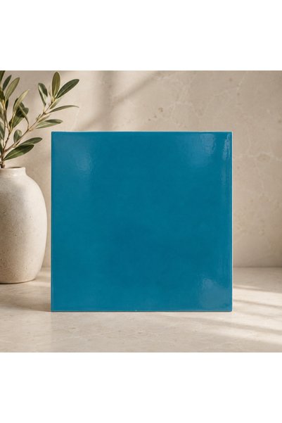 Armada Çini 20x20 Cm Ac 24 Turkuaz Desen Kütahya Çini Seramik Karo