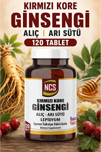 NCS Kırmızı Ginseng Arı Sütü Lepidyum Koenzim Q-10 120 Tablet