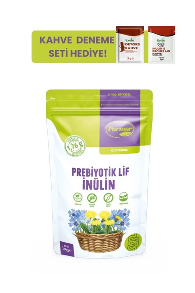 PARMOR Hindibağ İnülin Prebiyotik Lif 1 kg - Doğal Diyet Lifi / Bağırsak Sağl...