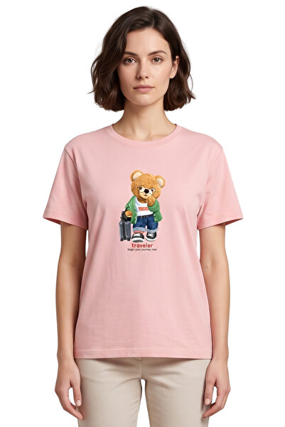 DK DAKSEL Bear with Glasses "Traveler" Printed Oversized Regular Fit Unisex T...