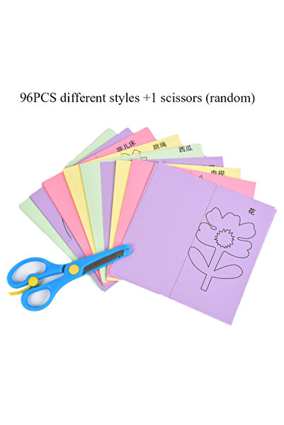 Choice1 C--with 1 scissors 96 Pcs Children Cartoon DIY Colorful Paper Cutting...