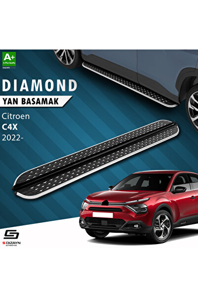S-Dizayn Citroen C4 X Diamond Krom Yan Basamak 183 Cm 2022 Üzeri A+ Kalite CI-C4X-YBS-DKR-183