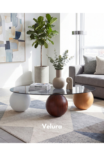 Velura Home & Living Modern Orta Sehpa & Küre Sehpa & Top Sehpa & Füme Fasuly...