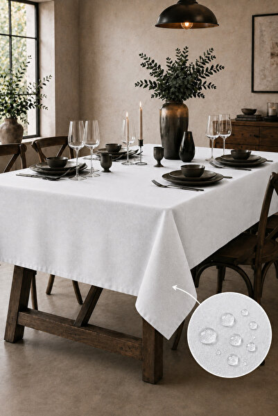 Soft Kare Liquid-Proof Duck Fabric Tablecloth – Stain Resistant , Wipeable, D...