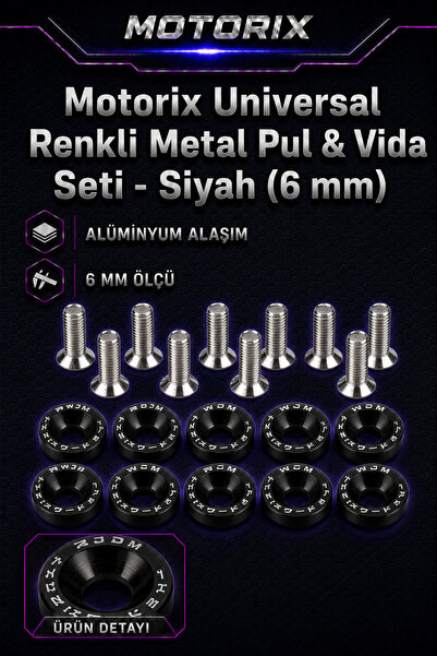 Universal Renkli Metal Pul&Vida Seti - Siyah