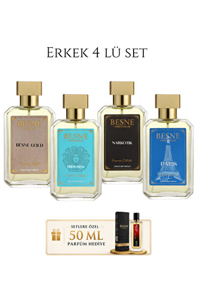 besneparfum Besne Parfüm Gold, Eros, Narkotik & Paris 4’lü Erkek Set (Extrait...