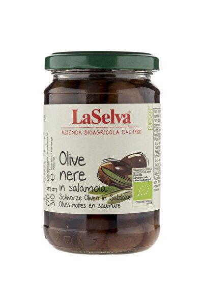 La Selva Măsline negre cu sâmburi în saramură organică, 310g